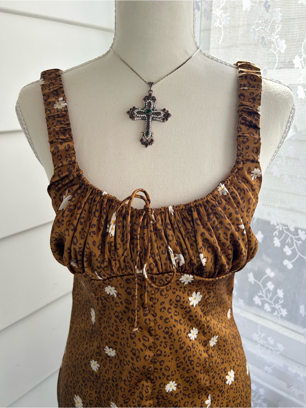 For Love & Lemons Brown Floral Smocked Mini Dress - Picture 5 of 5